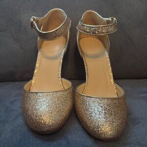 J Crew Gold Pump with Ankle Strap - Size 6
